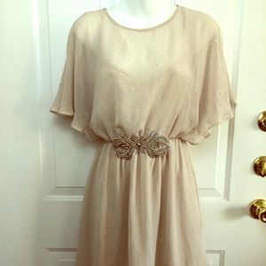 ASOS Cream color short sleeve chiffon dress